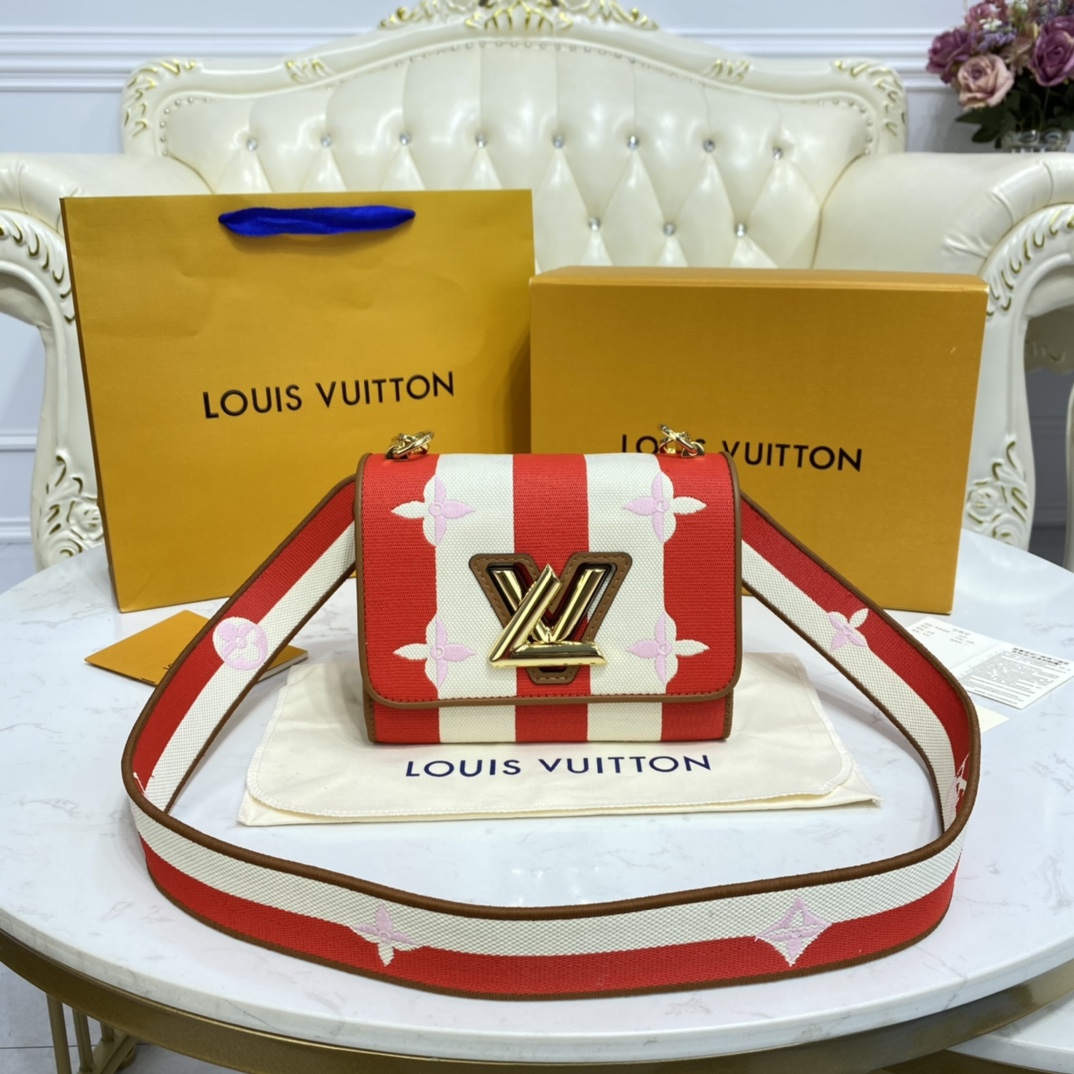 Louis Vuitton TWIST PM Handbag Embroidered Leather M57722 Red